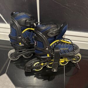 Schwinn Black and Blue Inline Skates with Yellow Accents